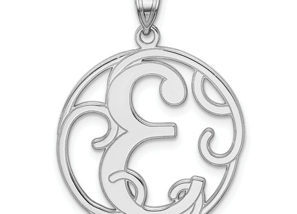 Sterling Silver Rhodium-plated Fancy Script Letter Initial Pendant