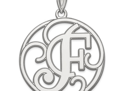 Sterling Silver Rhodium-plated Fancy Script Letter Initial Pendant