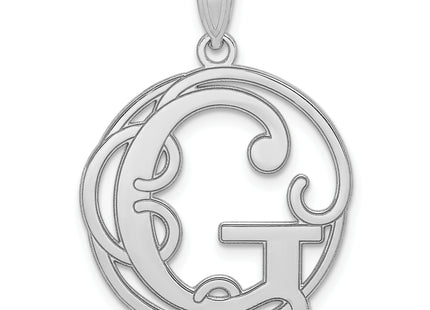 Sterling Silver Rhodium-plated Fancy Script Letter Initial Pendant
