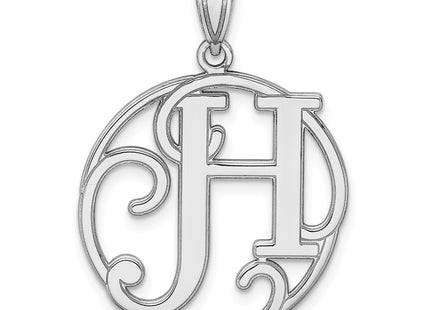 Sterling Silver Rhodium-plated Fancy Script Letter Initial Pendant
