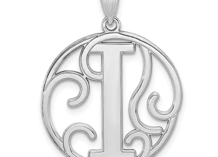 Sterling Silver Rhodium-plated Fancy Script Letter Initial Pendant