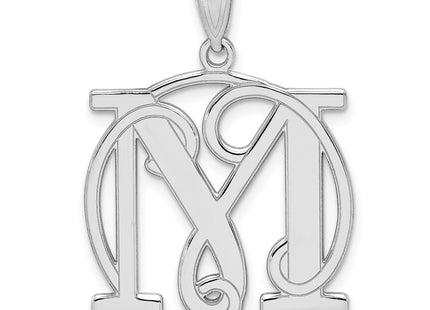 Sterling Silver Rhodium-plated Fancy Script Letter Initial Pendant