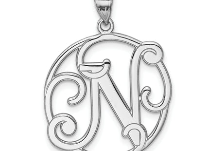 Sterling Silver Rhodium-plated Fancy Script Letter Initial Pendant