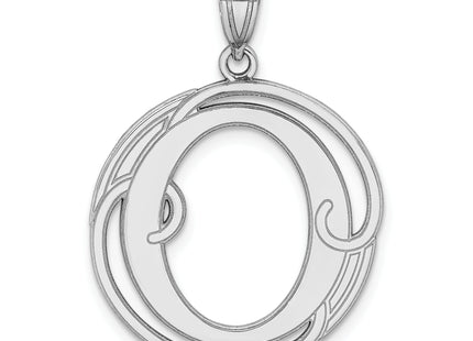 Sterling Silver Rhodium-plated Fancy Script Letter Initial Pendant