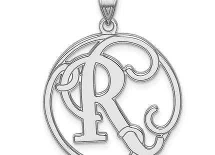 Sterling Silver Rhodium-plated Fancy Script Letter Initial Pendant