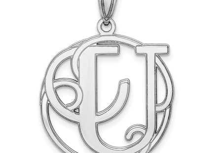 Sterling Silver Rhodium-plated Fancy Script Letter Initial Pendant