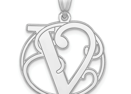 Sterling Silver Rhodium-plated Fancy Script Letter Initial Pendant