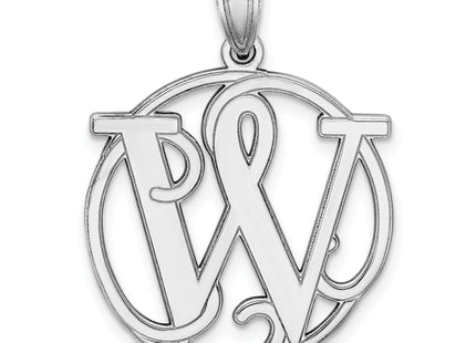 Sterling Silver Rhodium-plated Fancy Script Letter Initial Pendant