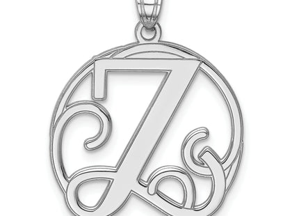 Sterling Silver Rhodium-plated Fancy Script Letter Initial Pendant