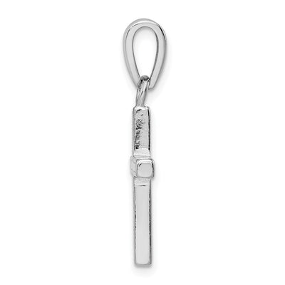 Sterling Silver Rhodium-plated White Lab Created Opal Cross Pendant, 24 x 14.2mm