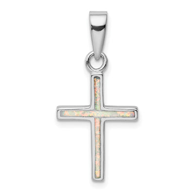 Sterling silver opal cross pendant