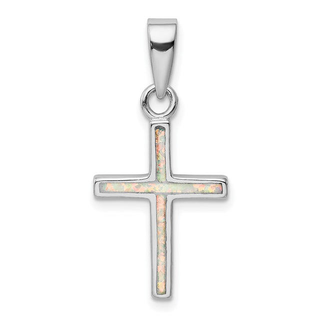 Sterling silver opal cross pendant