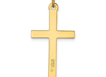 Sterling Silver Gold-plated Polished and Satin Cross Pendant (Style QC9037)