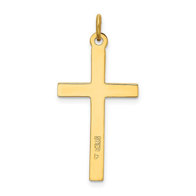 Sterling Silver Gold-plated Polished and Satin Cross Pendant, 28.8 x 15.2mm