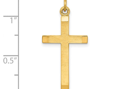 Sterling Silver Gold-plated Polished and Satin Cross Pendant (Style QC9037)
