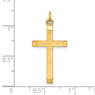 Sterling Silver Gold-plated Polished and Satin Cross Pendant, 28.8 x 15.2mm