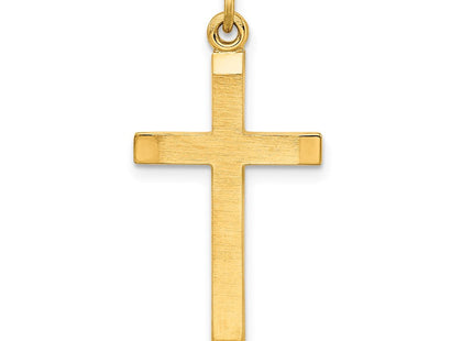 Sterling Silver Gold-plated Polished and Satin Cross Pendant (Style QC9037)