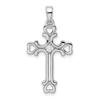 Sterling silver cubic zirconia cross pendant