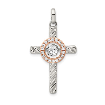 Sterling silver cubic zirconia plate pendant