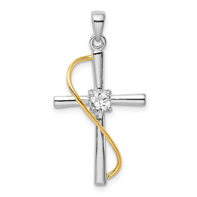 Sterling silver cubic zirconia cross pendant