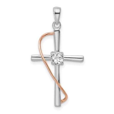Sterling silver cubic zirconia cross pendant