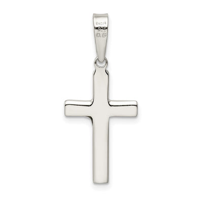 Sterling Silver Polished Textured Crucifix Pendant, 31.1 x 13.1mm