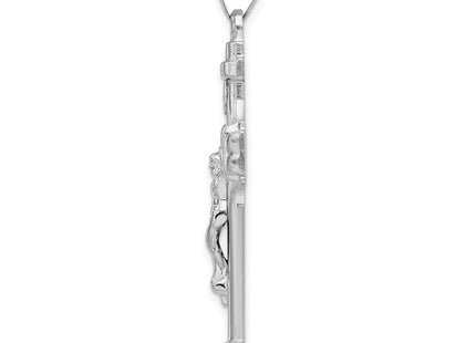 Sterling Silver Rhodium-plated Polished INRI Crucifix Pendant (Style QC9103)