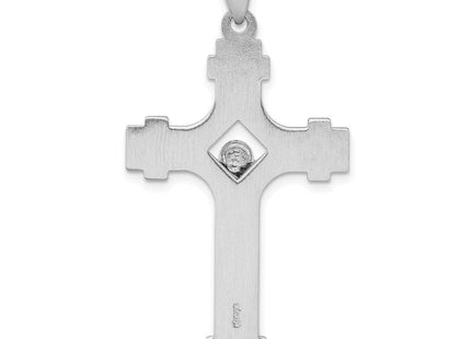 Sterling Silver Rhodium-plated Polished INRI Crucifix Pendant (Style QC9103)
