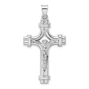 Sterling Silver Rhodium-plated Polished INRI Crucifix Pendant (Style QC9103)