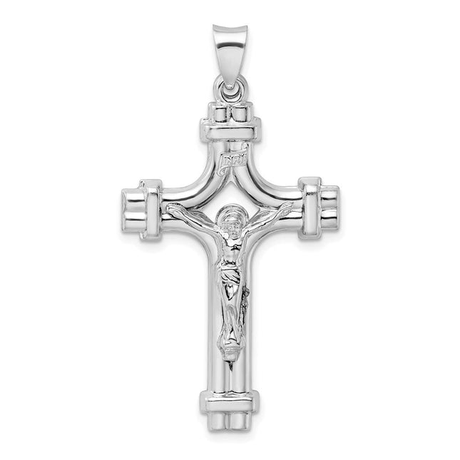 Sterling Silver Rhodium-plated Polished Inri Crucifix Pendant, 47.5 x 24mm