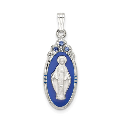 Sterling silver crystal miraculous medal pendant
