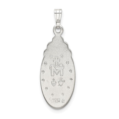 Sterling Silver White Epoxy & Crystal Miraculous Medal Pendant
