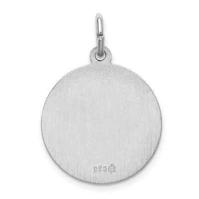 Sterling Silver Rhodium-plated Spanish Lady of Guadalupe Medal Pendant, 28 x 18.5mm