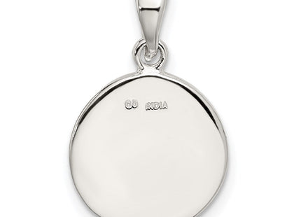 Sterling Silver Glitter Enamel Initial Letter Circle Pendant Necklace Charm Jewelry (Style QC9180A)