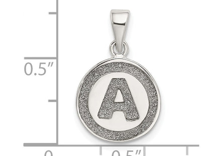 Sterling Silver Glitter Enamel Initial Letter Circle Pendant Necklace Charm Jewelry (Style QC9180A)