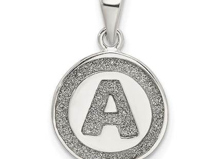 Sterling Silver Glitter Enamel Letter Initial Circle Pendant
