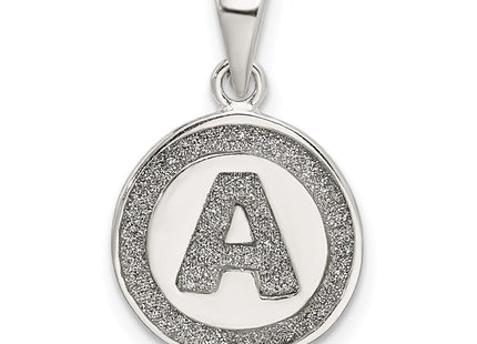 Sterling Silver Glitter Enamel Initial Letter Circle Pendant Necklace Charm Jewelry (Style QC9180A)