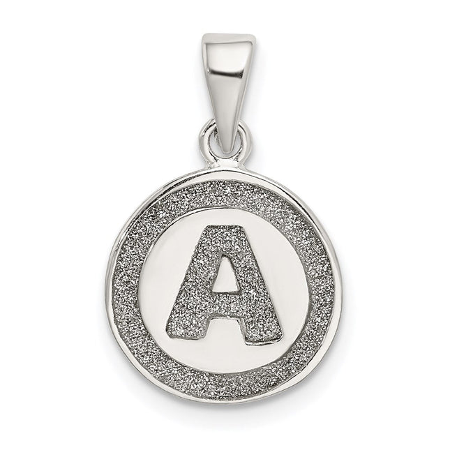 Sterling Silver Glitter Enamel Initial Letter Circle Pendant Necklace Charm Jewelry