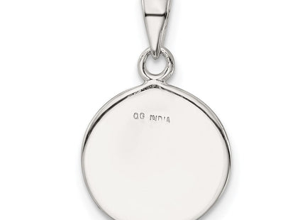 Sterling Silver Glitter Enamel Initial Letter Circle Pendant Necklace Charm Jewelry (Style QC9180B)