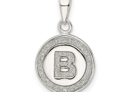 Sterling Silver Glitter Enamel Letter Initial Circle Pendant