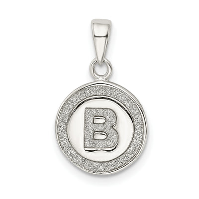 Sterling Silver Glitter Enamel Letter Initial Circle Pendant