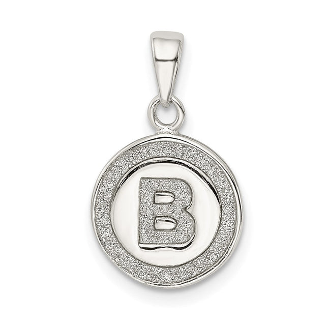 Sterling Silver Glitter Enamel Initial Letter Circle Pendant Necklace Charm Jewelry