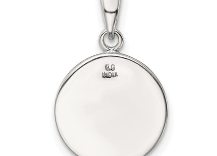 Sterling Silver Glitter Enamel Initial Letter Circle Pendant Necklace Charm Jewelry (Style QC9180C)