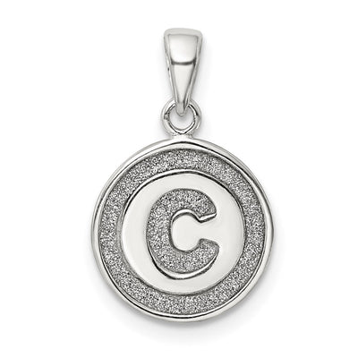 Sterling Silver Glitter Enamel Initial Letter Circle Pendant Necklace Charm Jewelry