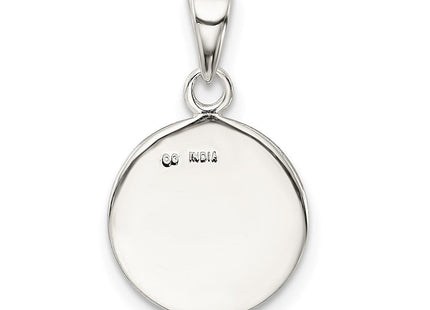 Sterling Silver Glitter Enamel Initial Letter Circle Pendant Necklace Charm Jewelry (Style QC9180D)
