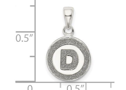 Sterling Silver Glitter Enamel Initial Letter Circle Pendant Necklace Charm Jewelry (Style QC9180D)