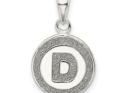 Sterling Silver Glitter Enamel Letter Initial Circle Pendant