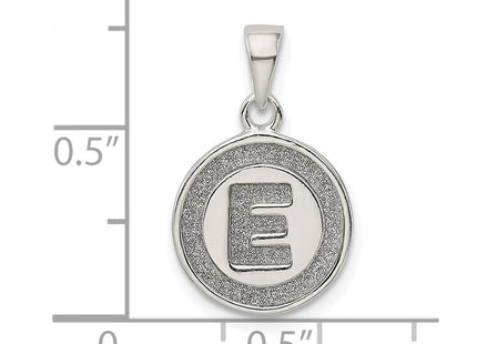Sterling Silver Glitter Enamel Initial Letter Circle Pendant Necklace Charm Jewelry (Style QC9180E)