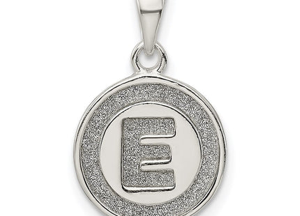 Sterling Silver Glitter Enamel Initial Letter Circle Pendant Necklace Charm Jewelry (Style QC9180E)