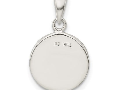 Sterling Silver Glitter Enamel Initial Letter Circle Pendant Necklace Charm Jewelry (Style QC9180F)
